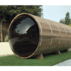 Panoramic View Cedar Barrel Sauna