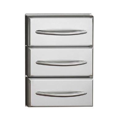 Flat Stainless Steel Built-In Triple Drawer Set