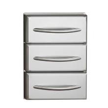 Flat Stainless Steel Built-In Triple Drawer Set