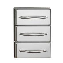 Flat Stainless Steel Built-In Triple Drawer Set