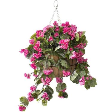 Hanging Basket with Pink Geraniums