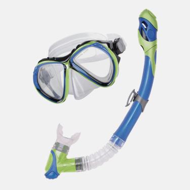 Curacao Snorkel and Mask - Blue and Lime